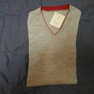 BRUNELLO CUCINELLI  wool/cashmere men's V-neck sweater